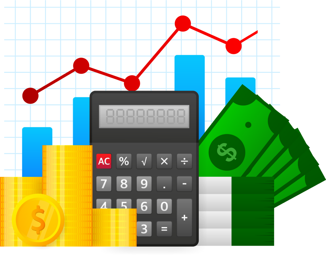 Finance money calculator. Business vector icon. Finance isom